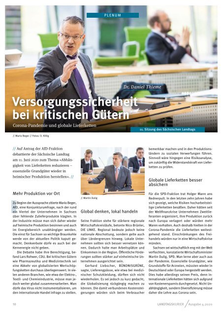 Landtagskurier, Ausgabe 4/2020