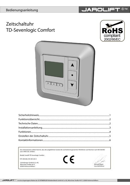 Zeitschaltuhr TD-Sevenlogic Comfort - Jalousiescout.de