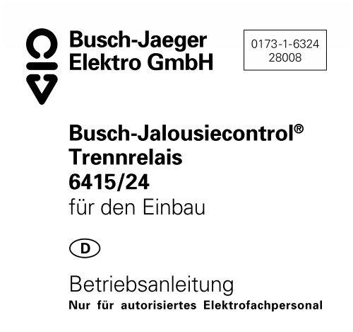 Trennrelais 6415/24 - BUSCH-JAEGER Katalog