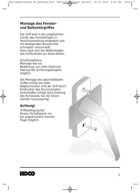 HOCO-Kunststoff-Fenster Wartungs