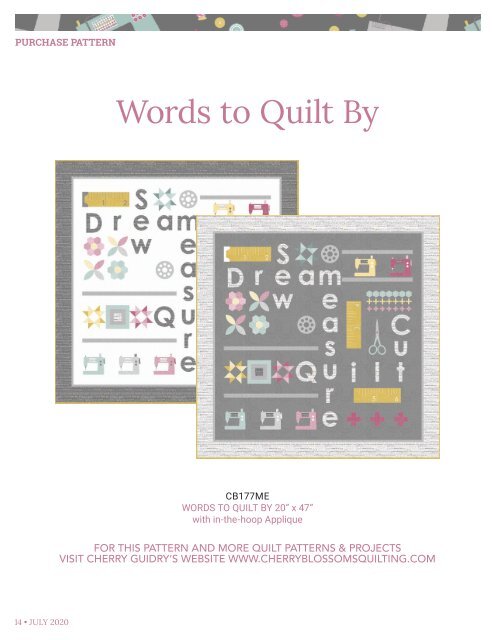 Cherry Guidry's Words To Quilt By Lookbook