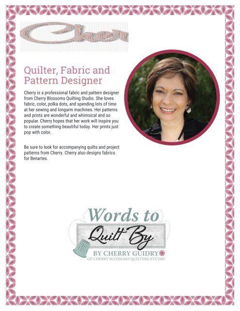 Cherry Guidry's Words To Quilt By Lookbook