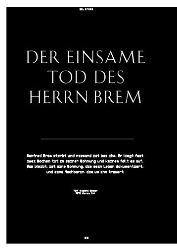 DER EINSAME TOD DES HERRN BREM - Reporter Forum