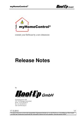 Release Notes - myHomeControl