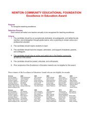 NEWTON COMMUNITY EDUCATIONAL FOUNDATION Excellence ...