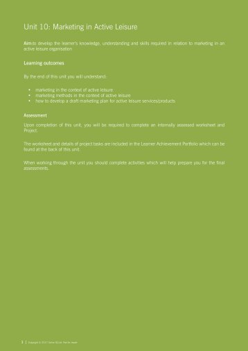 Active IQ Level 3 Certificate In Leisure Management (sample manual)