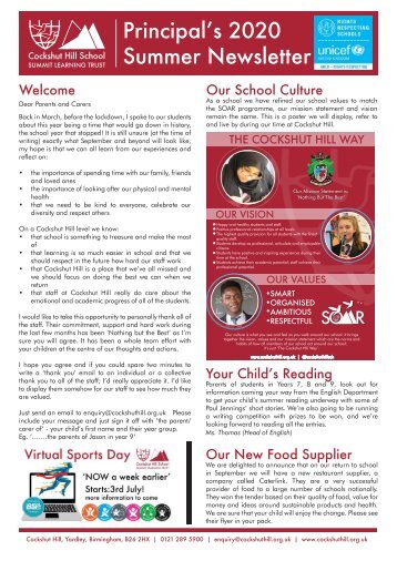 Principal&#039;s Newsletter Summer 2020