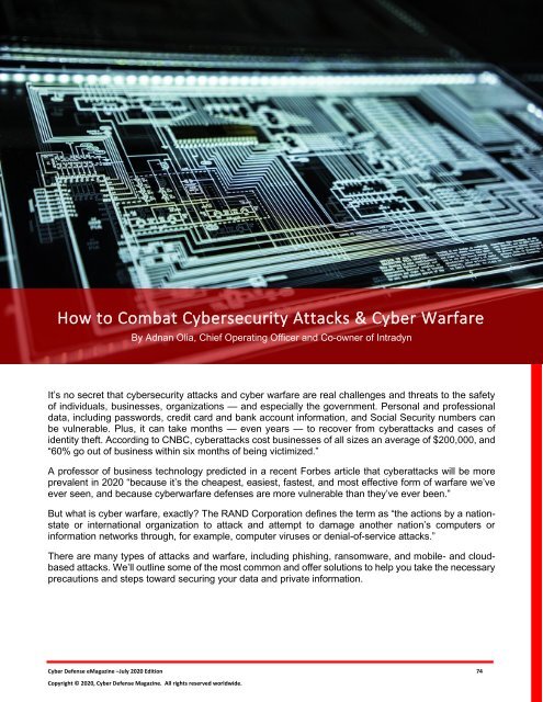 Cyber Defense eMagazine July 2020 Edition