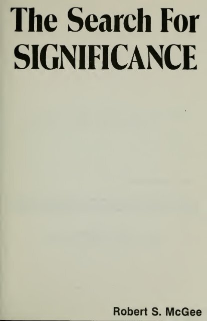 The Search for Significance 