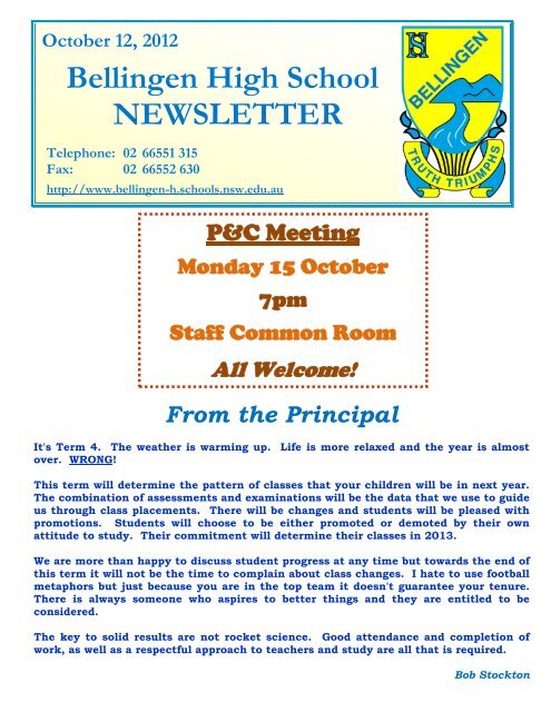 Bellingen High School NEWSLETTER