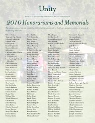 2010 Honorariums and Memorials - Unity