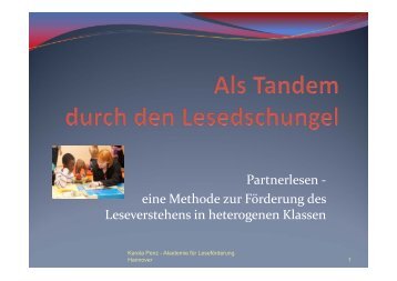 Partnerlesen - eine Methode zur Förderung des Leseverstehens in ...