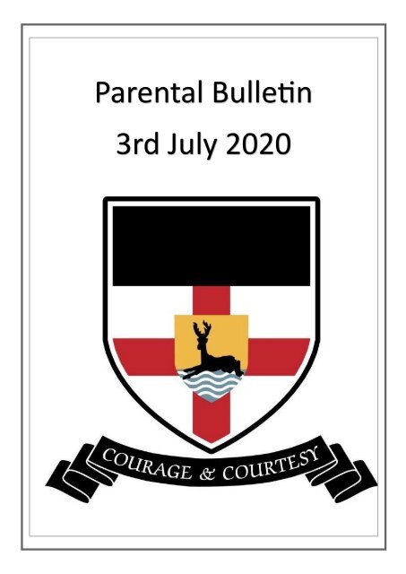 Parental Bulletin -  3rd July 2020