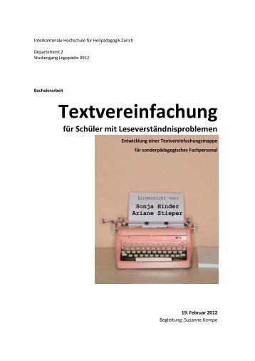 Textvereinfachung für (Mittelstufen)schüler mit ... - BSCW