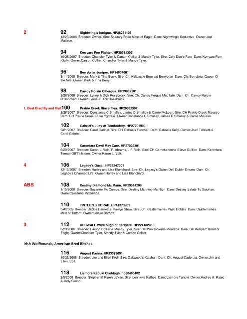 IWCA 2010 Regular Classes Web Results - The Irish Wolfhound ...