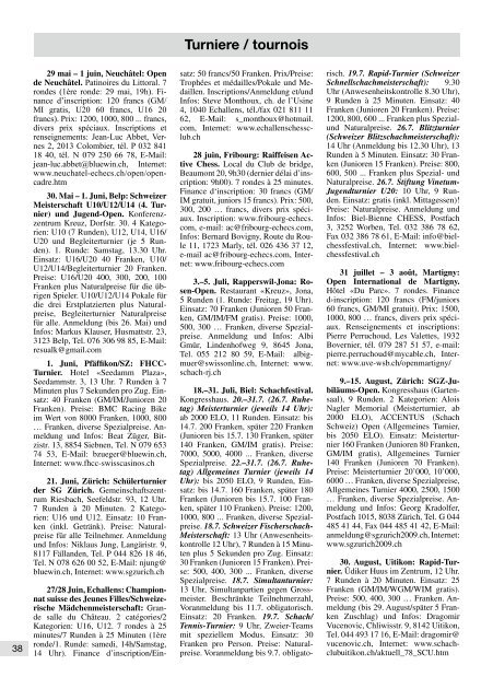 5-6/2009 Schweizerische Schachzeitung Revue Suisse des Echecs ...
