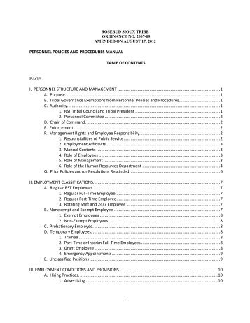 personnel policies and procedures manual - Rosebud Sioux Tribe
