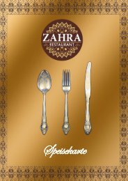 Restaurant Zahra Menükarte 