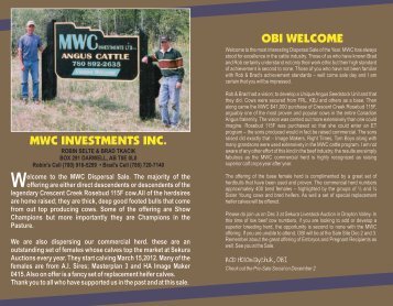 MWC INVESTMENTS INC. OBI WELCOME - Cattle Management by ...
