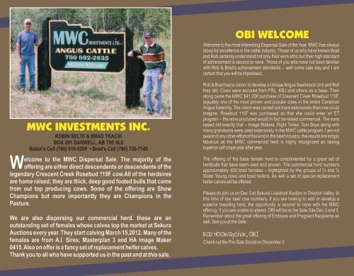 MWC INVESTMENTS INC. OBI WELCOME - Cattle Management by ...