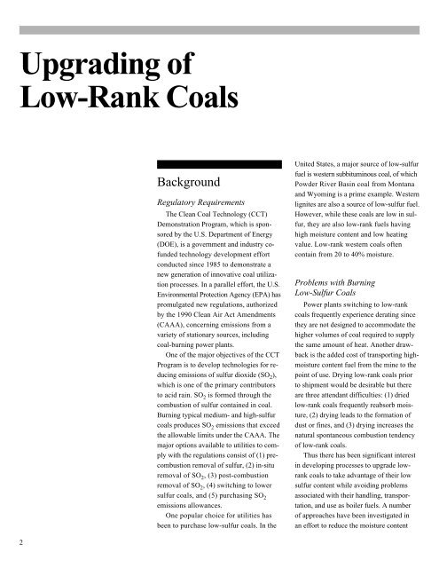 Upgrading of Low-Rank Coals - National Energy Technology ...