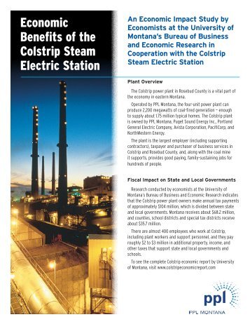 Economic Benefits of the Colstrip Steam Electric ... - PPL Montana