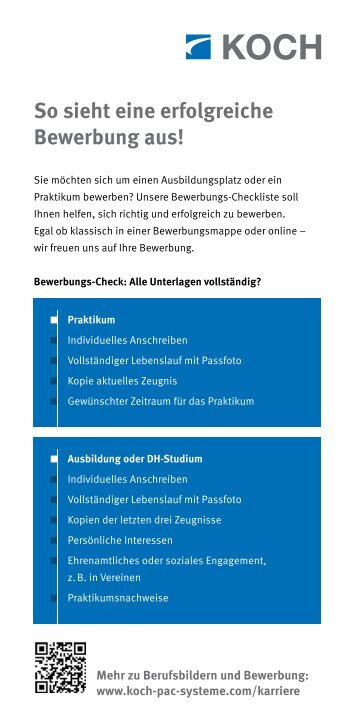 KOCH Flyer Bewerbungscheck