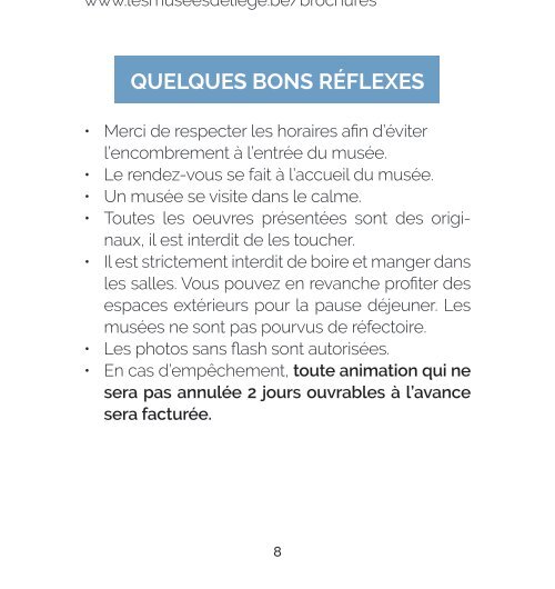 Brochure des Animations des musées pour les écoles et associations