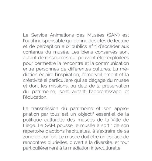 Brochure des Animations des musées pour les écoles et associations