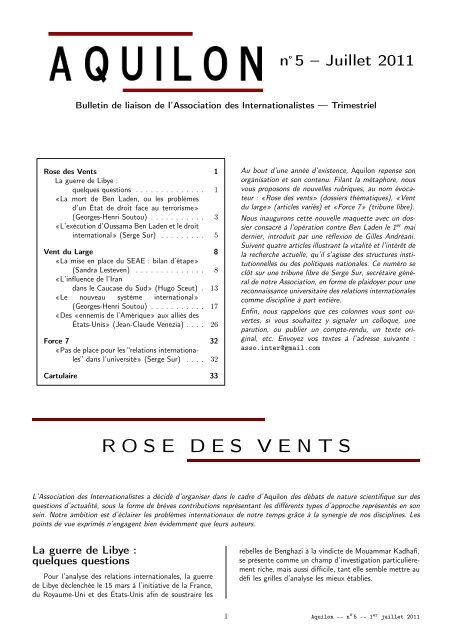 ROSE DES VENTS - Association des Internationalistes