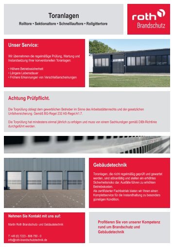 Roth Brandschutztechnik | Sicherheit für Toranlagen