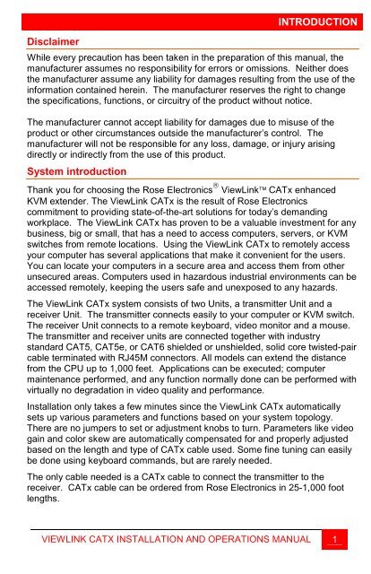 ViewLink CATx - Rose Electronics