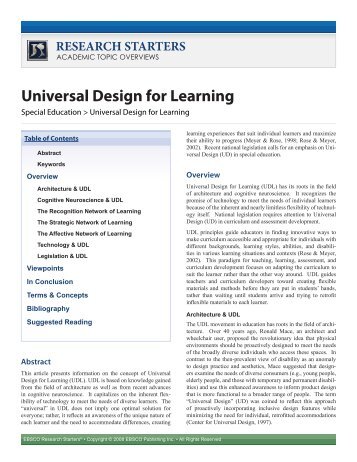 Universal Design for Learning - EBSCO Publishing