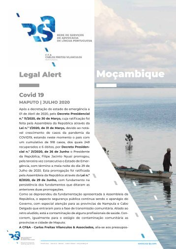 Legal Alert Moçambique - Covid-19 MAPUTO | JULHO 2020