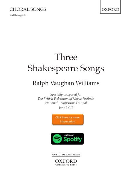 RVW Three Shakespeare Songs