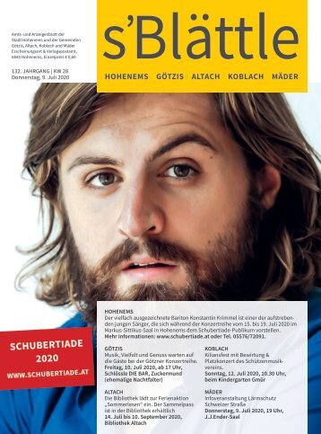 s'Blättle Nr. 28 - Do, 9. Juli 2020