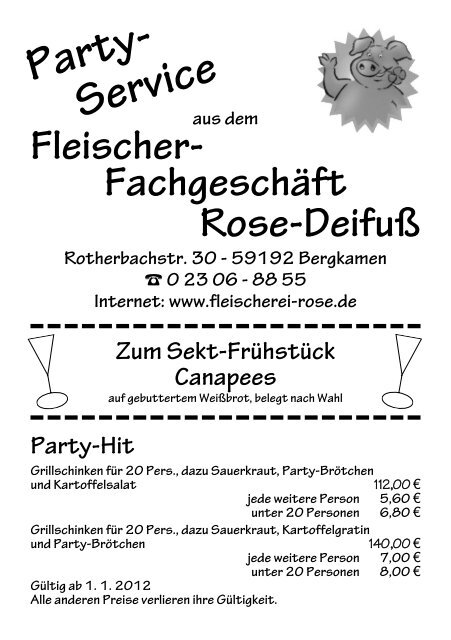 Zum Drucken: Preisliste als PDF - Partyservice Rose-Deifuß