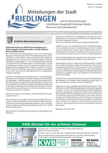 Amtliches Mitteilungsblatt Riedlingen 08.07.2020