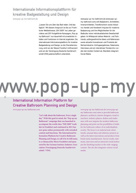  My personal needs - Trendbuch Pop up my  my Bathroom |Ausgabe 01/ 2013 ISH 2013