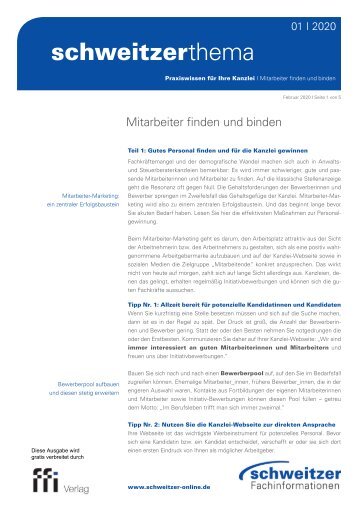 Schweitzer Thema 01/20: Mitarbeiter finden und binden