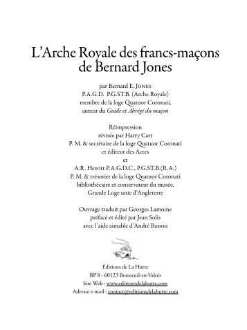 L'Arche Royale des francs-maçons de Bernard Jones