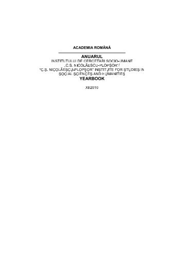 academia română anuarul - Institutul de Cercetari Socio-Umane "CS ...