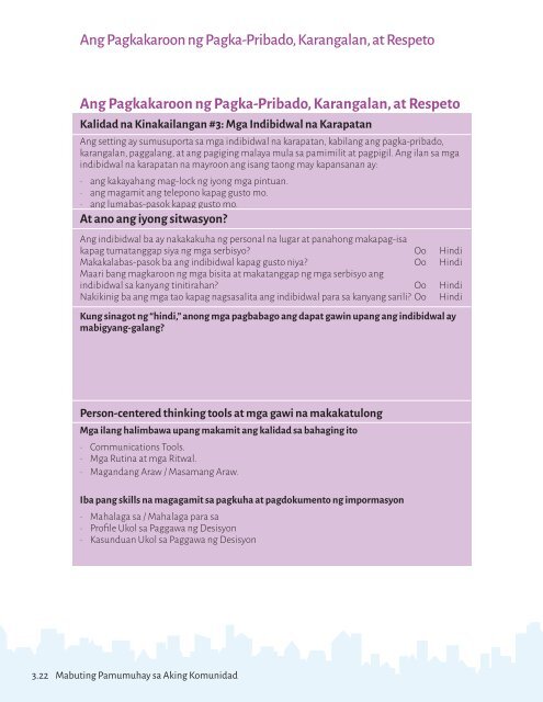 Mabuting Pamumuhay sa Aking Komunidad - Bahagi 3 - Mga Katangian ng Kalidad sa Home and Community-Based Services