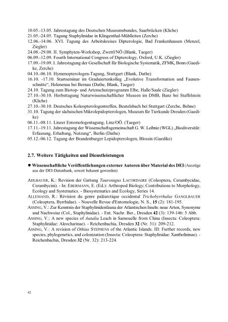 Jahresbericht 1998 - Senckenberg Deutsches Entomologisches ...