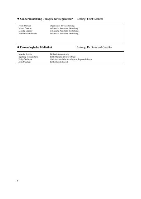 Jahresbericht 1998 - Senckenberg Deutsches Entomologisches ...