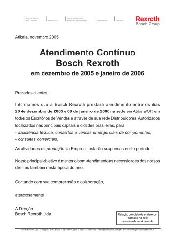 Sede, Fábrica, Escritórios Vendas e Distribuidores - Bosch Rexroth