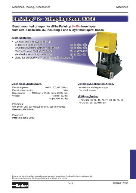 Parkrimp 2 Crimp Chart