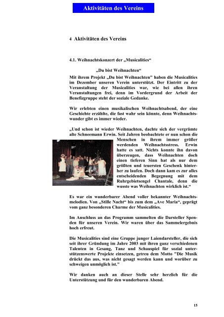 Gemeinsam gegen Kälte Duisburg e.V. Jahresbericht 2008