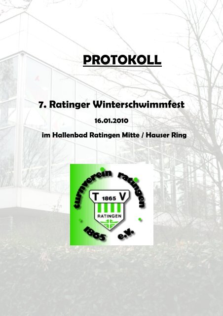 Protokoll 7. Ratinger Winterschwimmfest - TV Ratingen