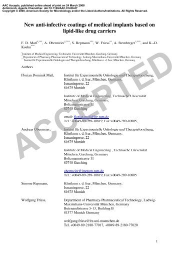 New anti-infective coatings of medical implants based on lipid-like ...